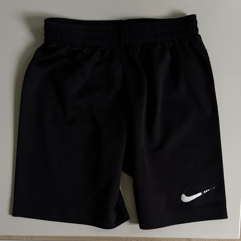 Nike Black Athletic Shorts with White Swoosh Kids Size Large 7